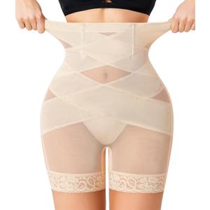 Nebility Shapewear Tummy Control Body Shaper High Waisted Butt Lifting Panties Shapewear Shorts Thigh Slimmer (XX-Large, Beige)