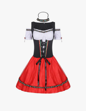 Oktoberfest Costume Women Bavarian Dress Dirndl Black Pink Halloween Green for Authentic Exclusive Lolita Punk Clothes XL