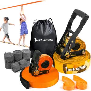Slackline Kit Slakcline Longer 65ft with Tree Protectors Arm Trainer and Carry Bag,Slack Lines for Backyared for Kids and Adults