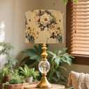 Bamboo Drum Lamp Shade for Table and Floor Lamps with Bird and Bamboo Art Design, 11.8 x 9 Inch, Elegant Style for Living Room Bedroom Office (Art Deco D)