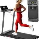 Portable Treadmill with Handles, 3.5HP Electric Small Treadmills for Home Small Spaces, 400LBS Walking Pad Treadmills with Handle Bar, Compact Running Treadmill for Home Office Apartment (Black-2)