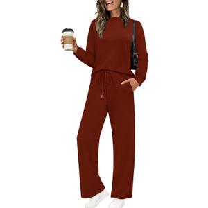 Sampeel Two Piece Sets for Women Mock Neck Matching Sets Loungewear Fall Clothes Travel Outfits Fashion 2025 XS-2XL (Small, 03, Caramel)