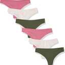 Amazon Essentials Women's Microfiber Underwear, Pack of 6 (Medium, Dark Military Green/Rose/Soft Pink)