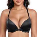 DotVol Women's Front Closure Push Up Convertible Bohemian Back Underwire Everyday Bra(Black, 34D)