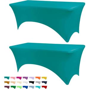 Table Covers for 6 Foot Tables, 2 Pack Jade Green Washable and Wrinkle Resistant Stretch Tablecloths Rectangle 6ft for Events, Wedding, Banquets, Parties (72" x 30" (Rectangular) 2 Pack