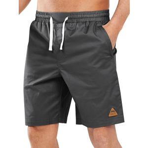 NORTHYARD Mens 9 Inch Casual Cotton Board Shorts Zipper Pockets Quick Dry | Golf, Beach, Work, Hiking, Fishing, Drawstring, Elastic Waist, Pull On, Lightweight, Travel (S)