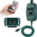 Meonum 1/2 inch Plug Extension Cord for Christmas Tree Lights, Hand Switch with 9 Light Modes Remote, Dimmable, Timer, 15 ft Power Cord Push Button Compatible with TS-8W29V TS-13W29V to TS-48W29V