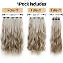 4PCS Clip ins Curled Fake Wavy Natural Hair Extensions for Women 22 Inch Synthetic Fiber Hairpieces Soft Clips on Extension for Daily Party Wear Dirty Blonde Mix Bleach Blonde