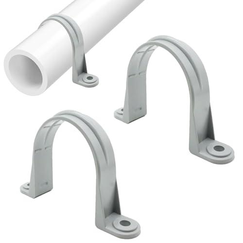 PVC Pipe Strap, 2-Holes Conduit Pipe Clamps Plastic Pipe Supports for PVC Pipes, Conduit and Cables (3 inch, 6Pack)