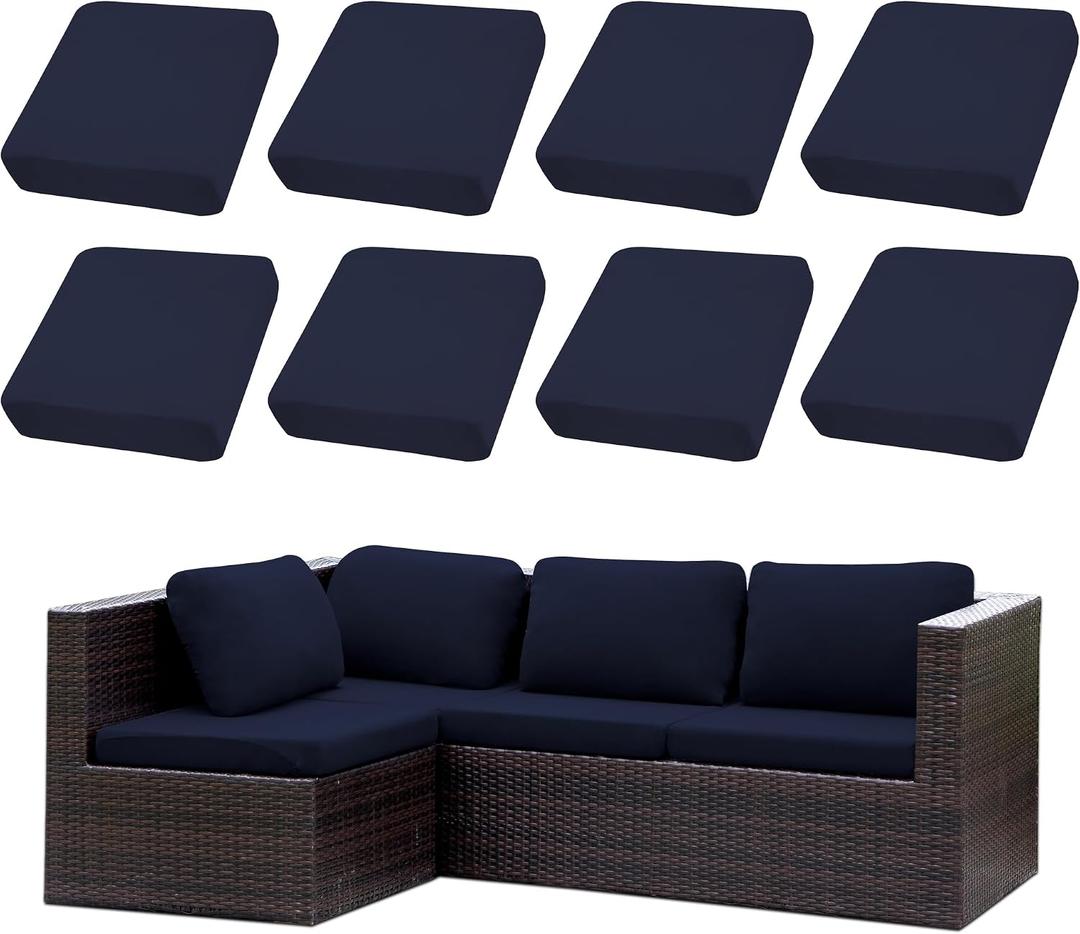Outdoor Cushion Covers Set,8PCS Patio Furniture Couch Seat Slipcovers, Replacement for Sofa Sectional Chair(CoverOnly)
