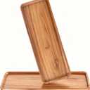 Handcrafted Acacia Wood Decorative Tray 2 Pack Multi-Functional Candle Tray, Smooth Polished Surface with Raised Edges,Stylish Wooden Accent for Living Room, Bedroom, or Bathroom-11.4*4.1*0.59 inches