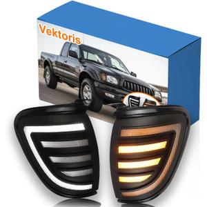 LED Front Bumper Corner Lights Side Marker Lamp for Toyota Tacoma 2001-2004 (Driver+Passenger Side), Function as Daytime Running Light DRL & Amber Turn Signal Light,OE Number# TO2521162,TO2520162