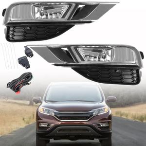 2-Pack Fog Light Assembly Replacement for CRV 2015-2016 Driver and Passenger Side Fog Lamps with Bulbs and Switch Wiring Kit