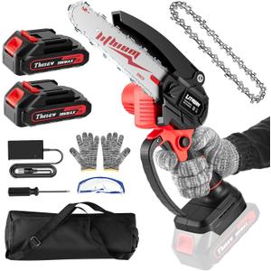 Mini Chainsaw Cordless 6 Inch, Handheld Electric Power Chain Saw with 2 Batteries, Portable Battery Powered Chainsaws for Tree Trimming Wood Cutting, Best Gifts for Dad, Husband,Women Mini Chainsaw Cordless 6 Inch, Handheld Electric Power Chain Saw with 2 Batteries, Portable Battery Powered Chainsaws for Tree Trimming Wood Cutting, Best Gifts for Dad, Husband,Women