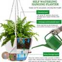 10 Inch Hanging Planters for Indoor Plants, 2 Pack Self Watering Hanging Baskets Flower Pots with Drainage Hole, Visual Reservoir & 2 Kinds of Plant Hanger for Outdoor Garden Home Decor (White)