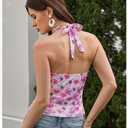Milumia Women Floral Halter Top Summer Going Out Sleeveless Beach Tank Tops (S)