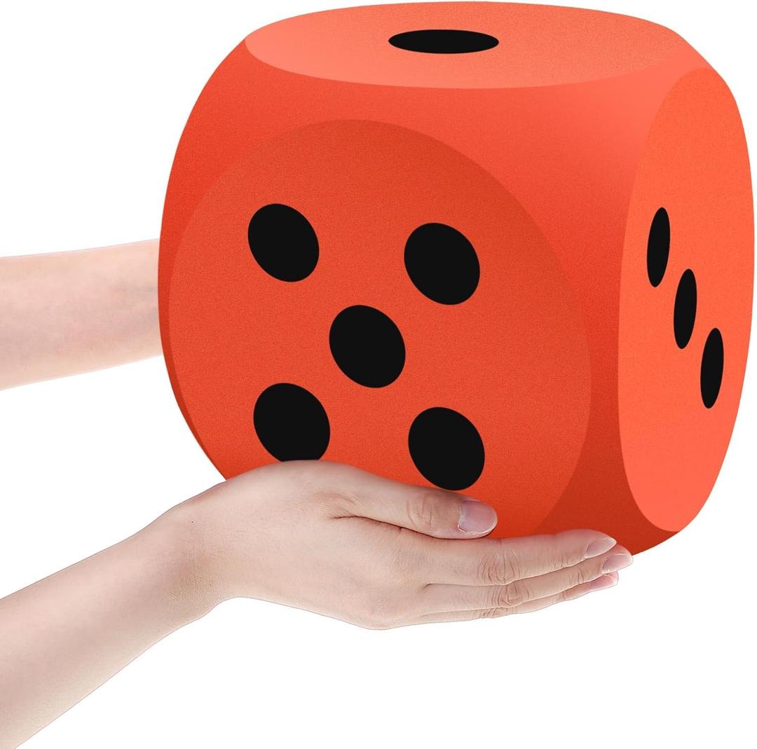 Shappy 7.9 Inches Foam Dice Fun Filled Large Educational Toy Kawaii Giant Dice Jumbo Decorative EVA Foam Big Square Building Blocks for Board Game Learning Sessions (1 Pc, Orange)