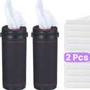 2 Pcs Leather Round Tissues Container with Tissues Cylinder Tissue Box with Window Breaker for Vehicle Bathroom Office (Black)