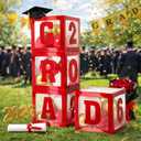 2026 Graduation Decorations - 4Pcs red Balloon Boxes with Letters 2026&Grad for Preschool Kindergarten Middle High School College Graduation Party Decorations Class of 2026, Red