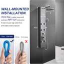 ROVATE Shower Panel Tower System 304 Stainless Steel, Shower Panel System with Adjustable Rainfall Shower Head, 6 Body Massage Jets and 5 Functions Handheld, Brushed Surface