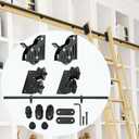 6.6FT Sliding Library Ladder Hardware, PU Silent Bottom Wheel with Brake, Carbon Steel Material Rolling Ladder Hardware No harm to Floors and Carpets, MAX Load 300lb