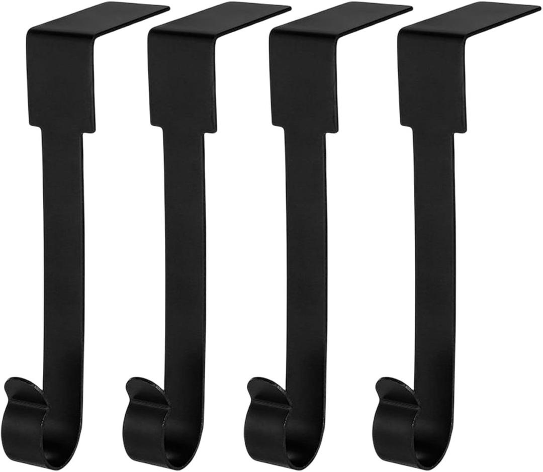 4 Pack Christmas Stockings Holder Hanger, Metal Hooks for Hanging Christmas Stockings,Stocking Holders for Mantle for ChristmasDecorations (Black)