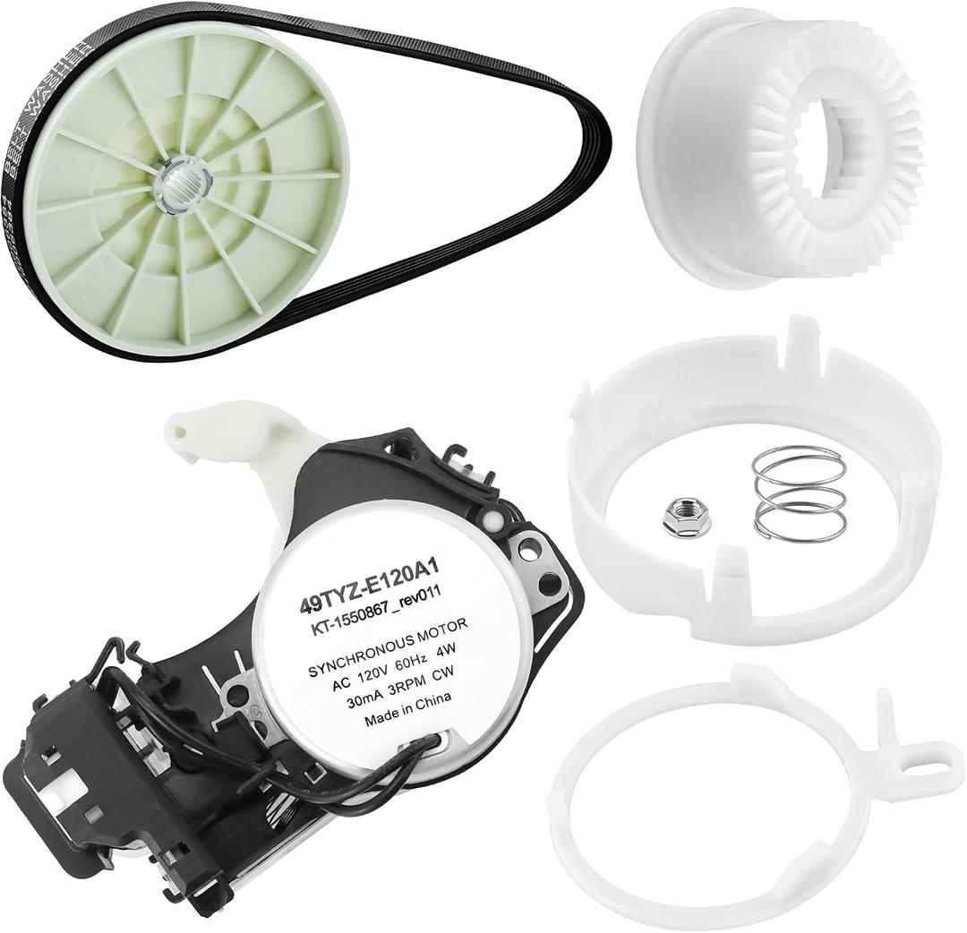 W10913953 49tyz-e120a1 Washer Shift Actuator and W10721967 W10006384 Washer Pulley Clutch Kit and Drive Belt Compatible with Whirl-Pool Ken-More May-tag Washing Machines by Fetechmate