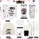6 Pcs Cat Mom Gifts for Women Include Cute Cat Beanie 20 Oz Tumbler Greeting Cards Keychain Storage Bag Gift box for Birthdays Mother's Day Christmas (White)