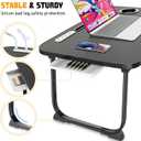 Fayquaze Laptop Bed Desk, Portable Foldable Laptop Bed Table with USB Charge Port Storage Drawer and Cup Holder, Lap Desk Notebook Stand Tray Table Serving Tray for Eating, Reading and Working