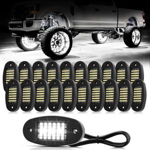 20 Pods White Rock Lights 6000K Pure White 36 LEDs SMD Chips Super Bright Neon Underglow Light IP68 Waterproof for Pickup Trucks SUV UTV ATV RZR Car Boats (White)