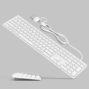Yivandi Wired Keyboard for Apple Computer Sleek Aluminum Housing,Precise106 Keys Compatible to Mac OS,Plug-N-Play iMac/Mac/MacBook Keyboard with Numeric keypad (White)