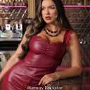 Popilush Leather Top Tummy Control Lace Corset Going Out Club Tops for Women Concert Outfits (Black)