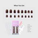 BTArtbox Extra Short Almond Press On Nails - Brown Cat Eye Press On Nails with Glue for Women, Opaque Soft Gel Glue On Nails in 16 Sizes - 32 Stick On Nails Kit, Heart Coffee Art