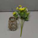 LUEUR Fake Flowers with Vase  Artificial Poppy & Sunflower Arrangement in Yellow, Spring Floral Centerpiece for Coffee Table, Dining Room, Kitchen & Farmhouse Home Decor