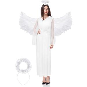 Xaatren White Angel Costume Set Wings for Girls Headband Cosplay Costume Accessories for Kids Halloween Dress Cosplay Party, Smal