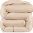 3 Piece Cotton 500 GSM Twin XL Box Stitched Comforter Set Beige Solid Comforter Set with 2 Pillowcase