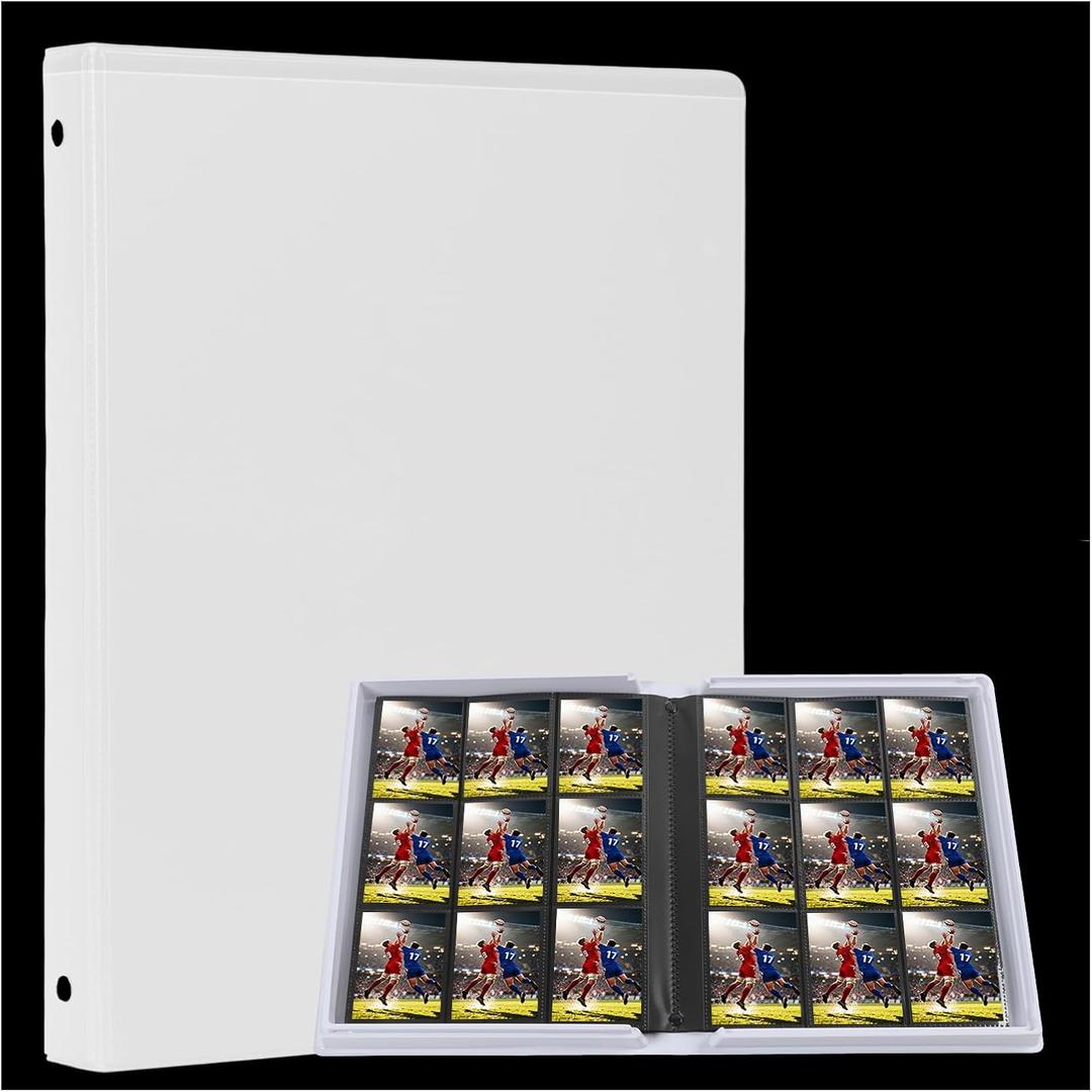 White 9-Pocket Trading Card Album - 20 Pages 360 Cards Storage Capacity Trading Card Binder, Premium Secure Snap Closure, Durable Collectible Album Folder for Sport Cards and Hobby Collections