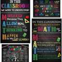 3 x BEAWART Math Posters, 4 Pack 11x17 Classroom Chart for Teacher Elementary | Supplies for Students, Decorations for Elementary, Middle, High School, Mathematics Education, Essential Signs Must Haves