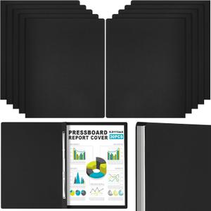 Dunzoom 30 Pcs 8.5'' x 11'' Pressboard Report Cover, 3'' Capacity Metal Prong Fastener with Compressor, Letter Size, Presentation Folder to Neatly Bind Report, Proposal Document (Black)