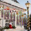 9 Pcs Christmas Party Decorations with Tassels 3.8ft Christmas Flowing Hanging Decorations Santa Claus Snowman Gingerbread Elk Hanging Decor for Xmas Winter Holiday Party Indoor Outdoor Decor