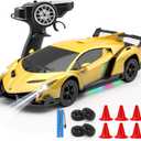 QUN XING Remote Control Car 1:24 Officially Licensed Lambo veneno RC Drift Car with LED Lights 2.4GHz 4WD 15KM/H Fast Speed Control Rechargeable Battery 800mah Birthday for Kids Boys 8-12,Yellow