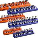 HORUSDY 6-Piece Magnetic Socket Organizer Set, 1/4", 3/8", 1/2" Drive Holders for 143pcs, Magnetic Trays for Socket Storage
