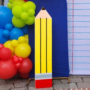 Threehoney 4ft Back to School Pencil Cardboard Cutouts Giant Jumbo Pencil Photo Prop Life Size Cutout Stand Decor for Welcome Back Pencils Decor First Day of Schools Teacher Party Decorations