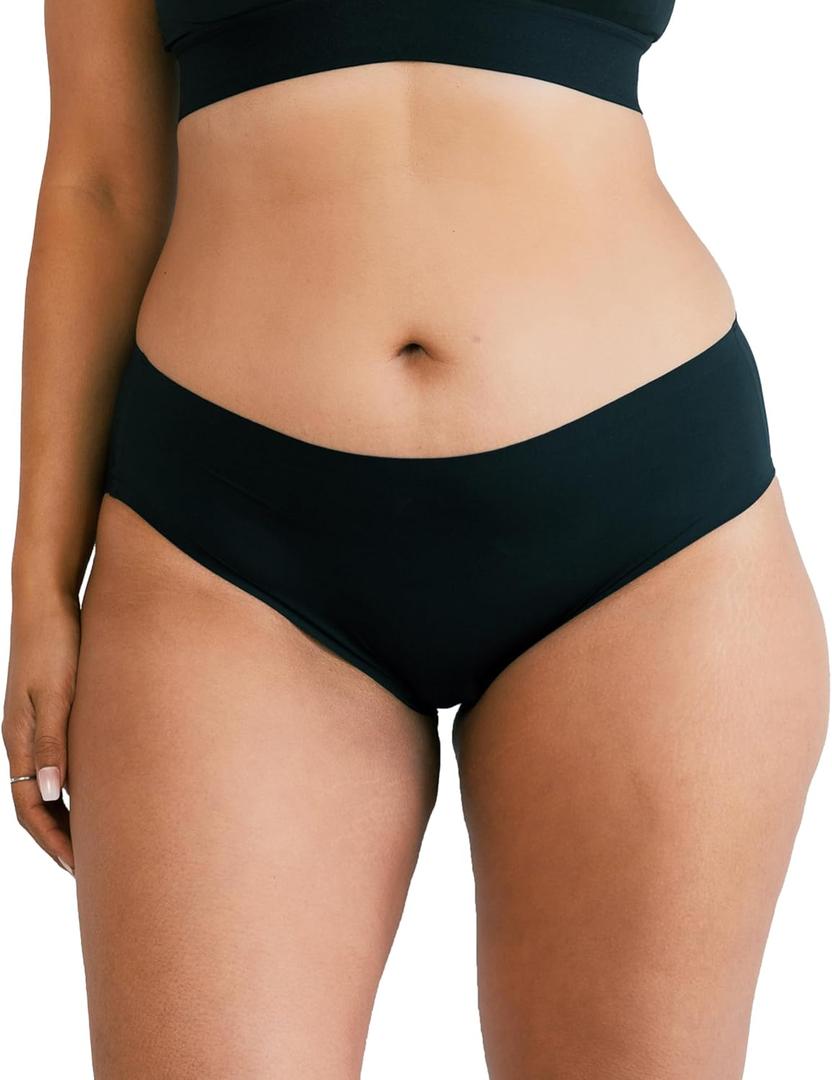 saalt Seamless Brief - Period Underwear - Heavy Absorbency - Replaces 2 Pads or 3 Tampons - (Medium, Volcanic Black)