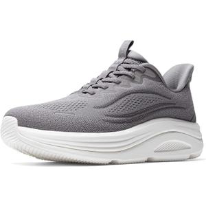 ALLSWIFIT Men's Slip On Wide Toe Box Walking Shoes Hands-Free Barefoot Cushion Running Tennis Arch Support Gym Workout Athletic Fashion Sneakers StediCloud,Size 7.5,Grey,SARS26002M