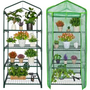 Mini Greenhouse for Indoor Outdoor, Small Plants Green House with 4 Tier Shelves, Portable Plastic Greenhouses with Durable PE Cover for Garden Backyard Patio Balcony Porch
