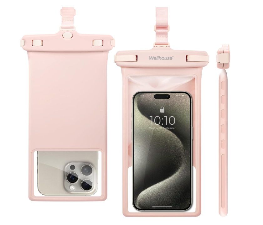 wellhouse Waterproof Phone Pouch, Waterproof Phone Case for iPhone 16 15 14 13 12 Pro Max XS Samsung, IPX8 3D Cellphone Dry Bag Beach Essentials (1 Pack - Pink8.0, 8 inch)