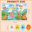 Capybara Birthday Party Backdrop Balloons - Including 1 Pcs Capy Birthday Backdrop(59x39.3 inch), 16 Pcs Colorful Balloons Decorations for Capybara Theme Animals Party Supplies Decor