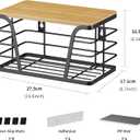 Pantry Organizers and Storage - Stackable Wire Basket with Lightweight PP Mat & Bamboo Top for Fruits Vegetables,Fruit Holder for Kitchen Countertop,Black