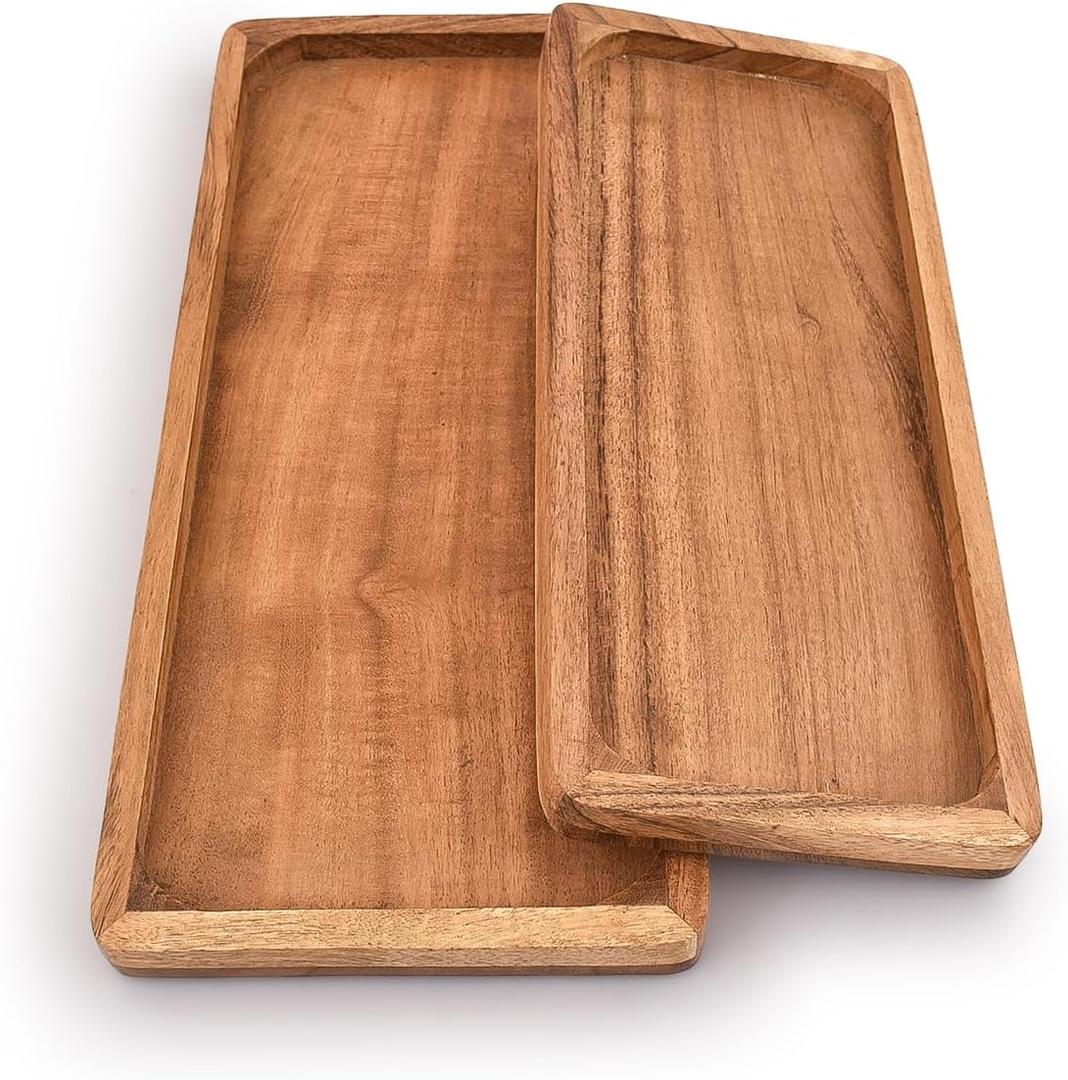 Samhita Acacia Wood Rectangular Wooden Platters for Food Holder/BBQ/Party Buffet Gift for Friend, Family.